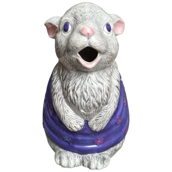 Vtg Gray Easter Bunny TEAPOT Ceramic Rabbit Seymour Mann Thailand Pitcher Sweet - Picture 8 of 14